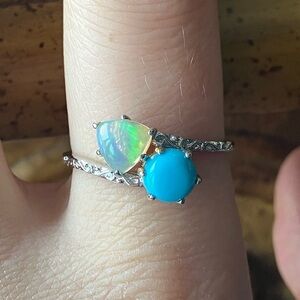 Sleeping Beauty Turquoise Ethiopian Opal Sterling Silver Ring Size 9